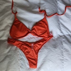 VICTORIAS SECRET Vibrant Orange Bikini Set. Top Size Small. Bottom Size MED